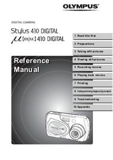 Olympus Mju Digital 410 manual. Camera Instructions.